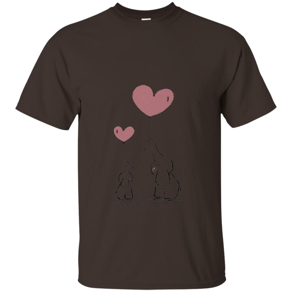 Elephants Mom Heart Balloons Family Shirt Dark Chocolate