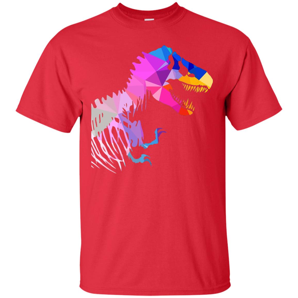 Geometric Abstract Triangular Pattern Dinosaur T-shirt Red