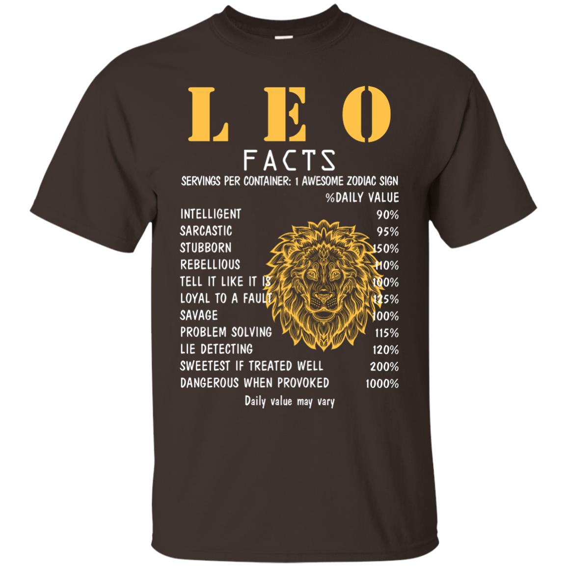 Leo Facts 1 Awesome Zodiac Sign Gift Shirt For Leo Horoscope Dark Chocolate