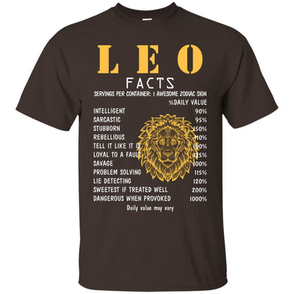Leo Facts 1 Awesome Zodiac Sign Gift Shirt For Leo Horoscope Dark Chocolate