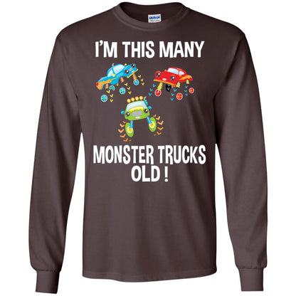 Birthday 3th Shirt Im This Many Monster Trucks Old Dark Chocolate