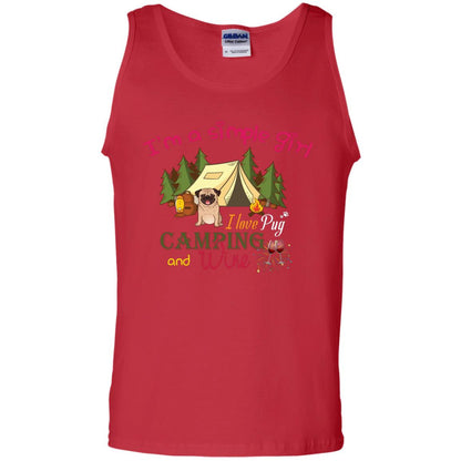 I’m A Simple Girl I Love Pug Camping And Wine Shirt Red