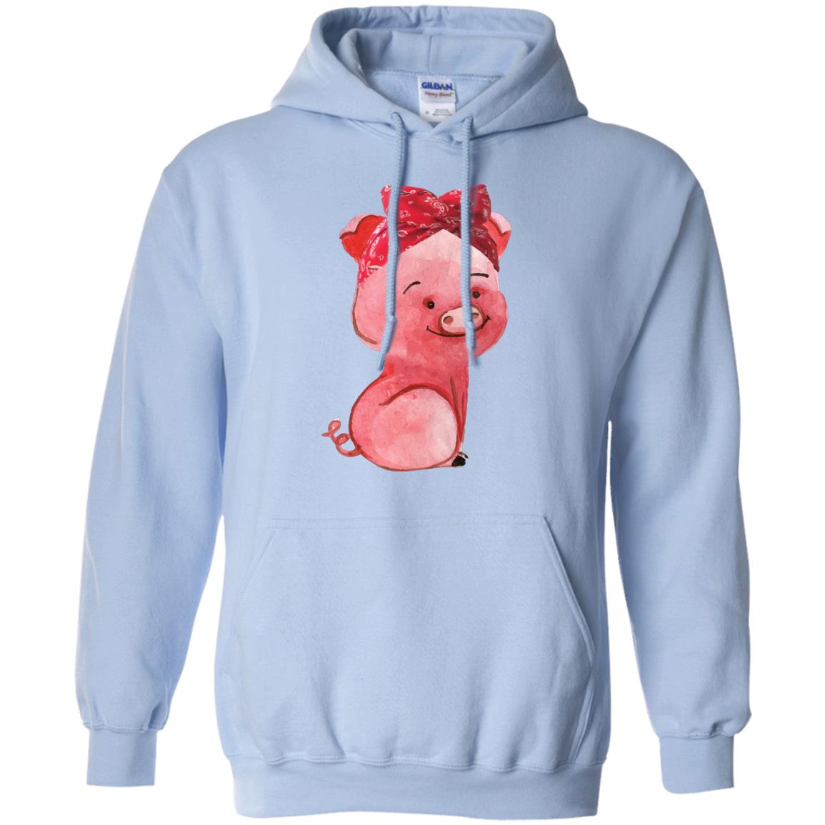 Pig Bandana Cute Pig Lovers Shirt For Girl And Women Light Blue