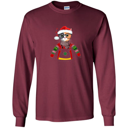 Cat Lovers T-shirt Meowy Christmas Maroon