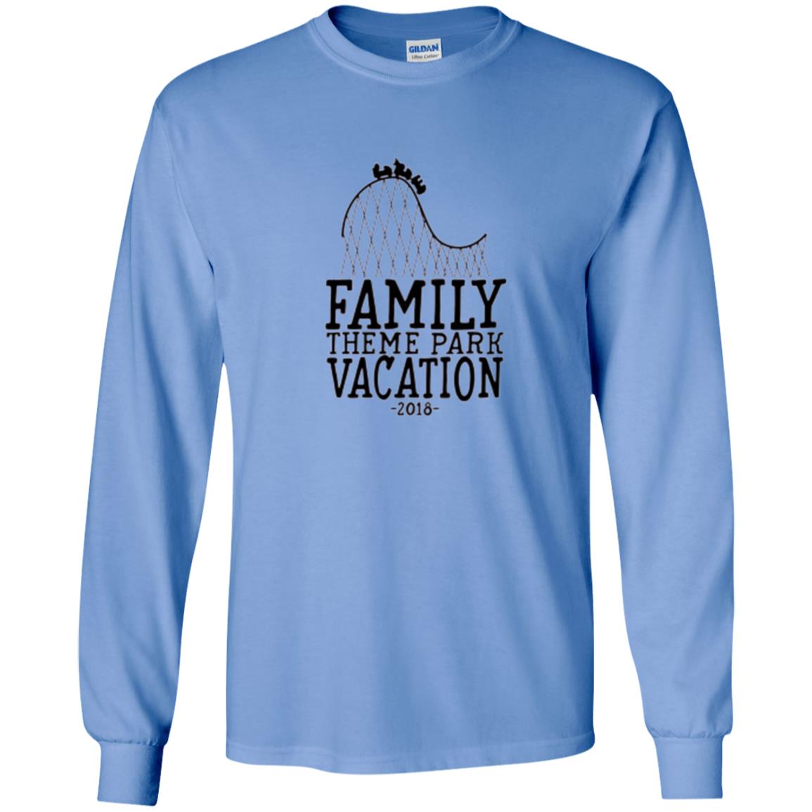 Family T-shirt Vacation 2018 Theme Park Roller Coaster Carolina Blue