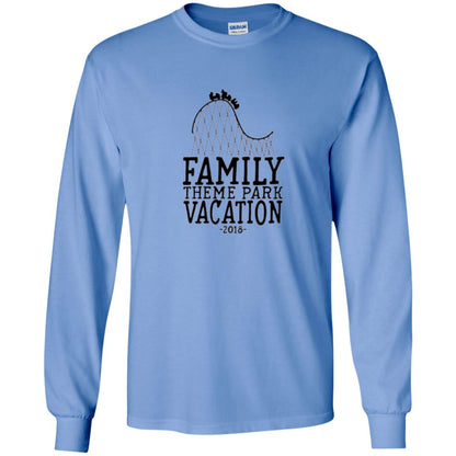 Family T-shirt Vacation 2018 Theme Park Roller Coaster Carolina Blue