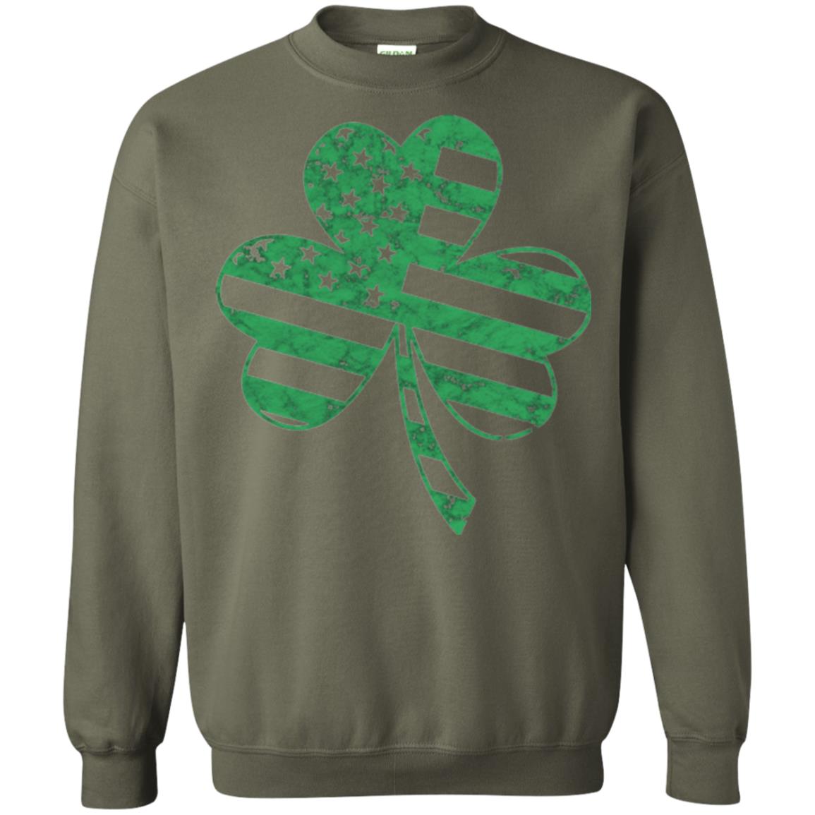 Irish American Flag Shamrock St. Patrick's Day T-shirt Military Green