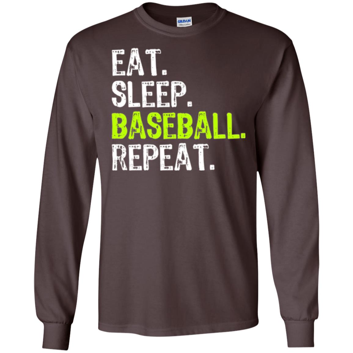 Baseball T-shirt Eat Sleep Baseball Repeat Dark Chocolate