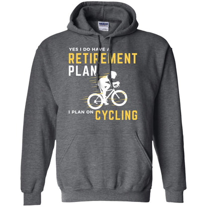 Funny Bicycle Cycling T-shirt Retirement Plan I Plan On Cycling Dark Heather
