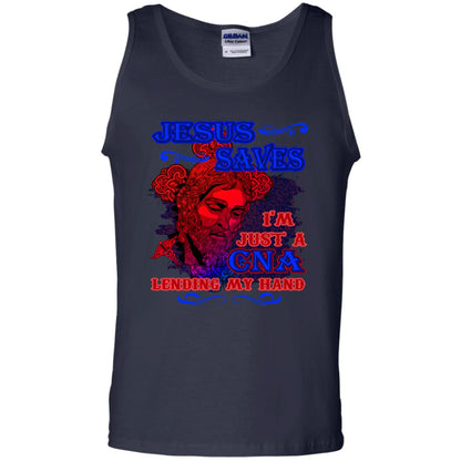 Jesus Saves I'm Just A Cna Lending My Hand Christian Gift Shirt Navy
