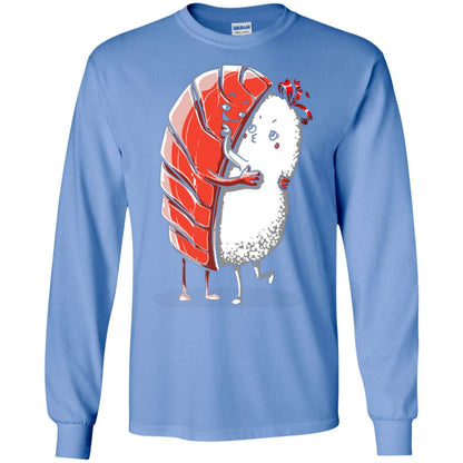 Sushi Lover T-shirt Salmon Sashimi Sushi Hug Love Carolina Blue