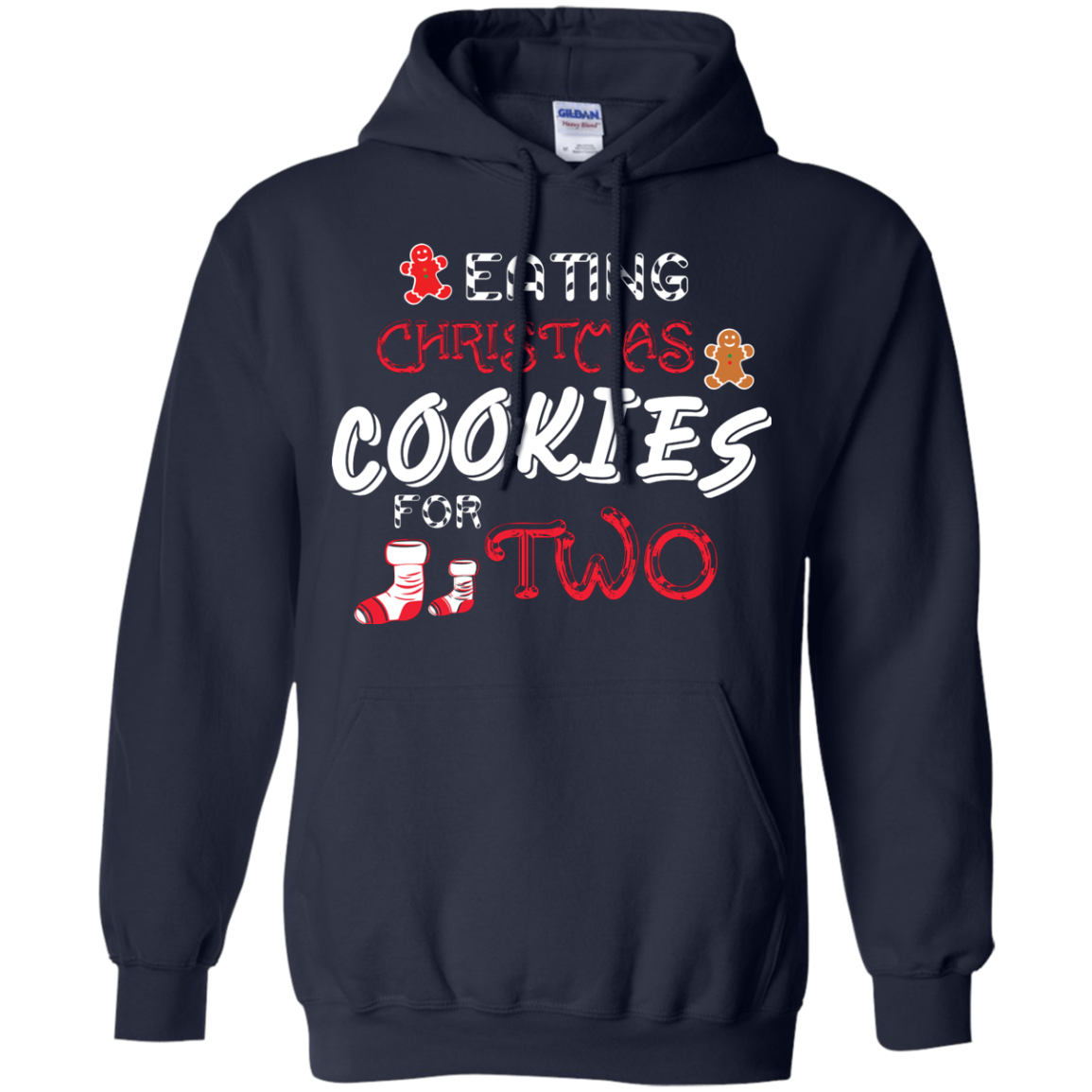 Christmas T-shirt Eating Christmas Cookies For Two Navy