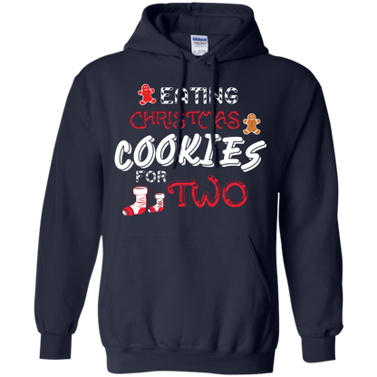 Christmas T-shirt Eating Christmas Cookies For Two Navy