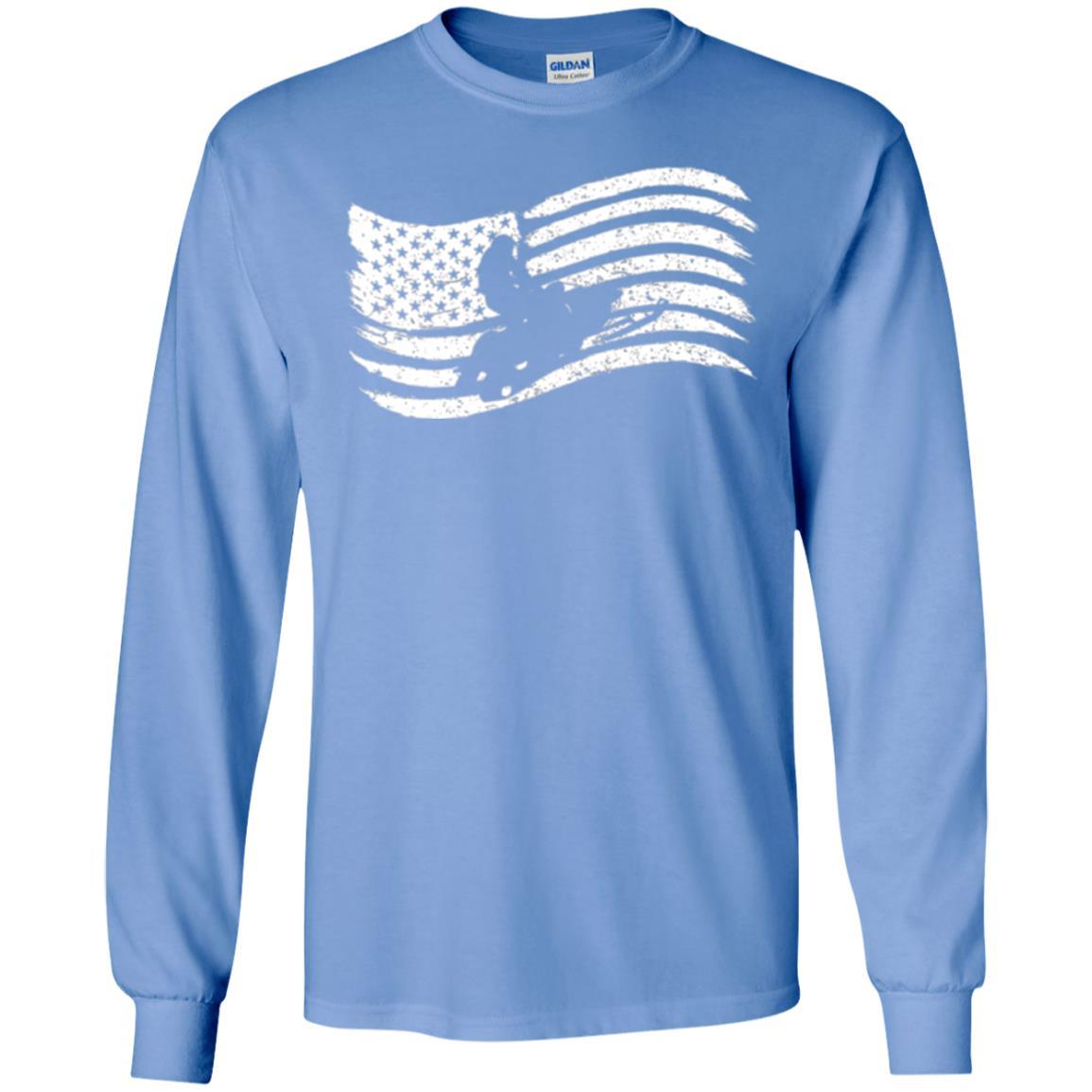 Snowmobile Rider T-shirt American Flag Carolina Blue