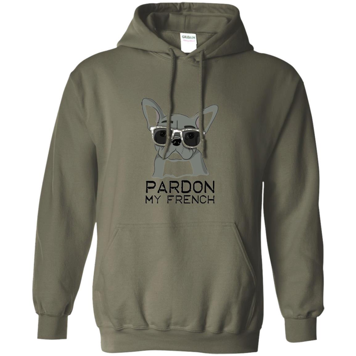 French Bulldog T-shirt Pardon My French T-shirt Military Green