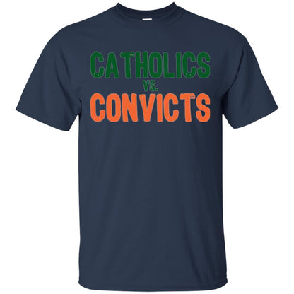 Football T-shirt Distressed Catholics Vs. Convicts 1988 Classic Navy