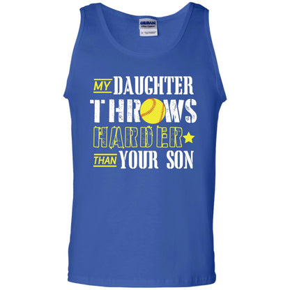 My Daughter Throws Harder Than Your Son Softball Parents T-shirt Royal