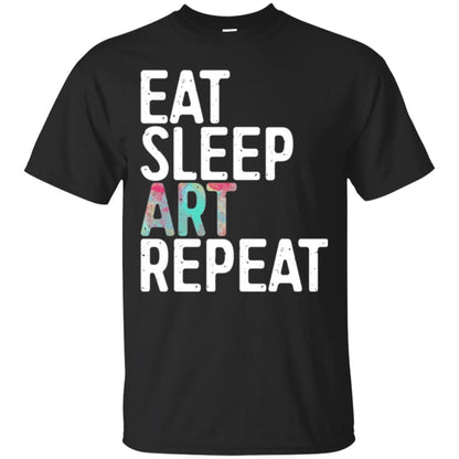 Art Lover T-shirt Eat Sleep Art Repeat Black