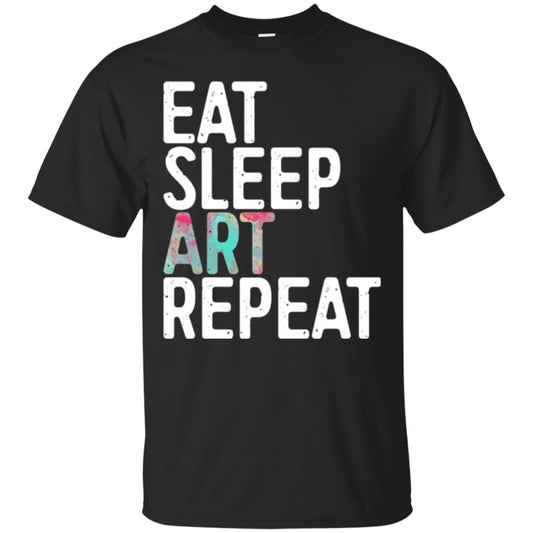 Art Lover T-shirt Eat Sleep Art Repeat Black