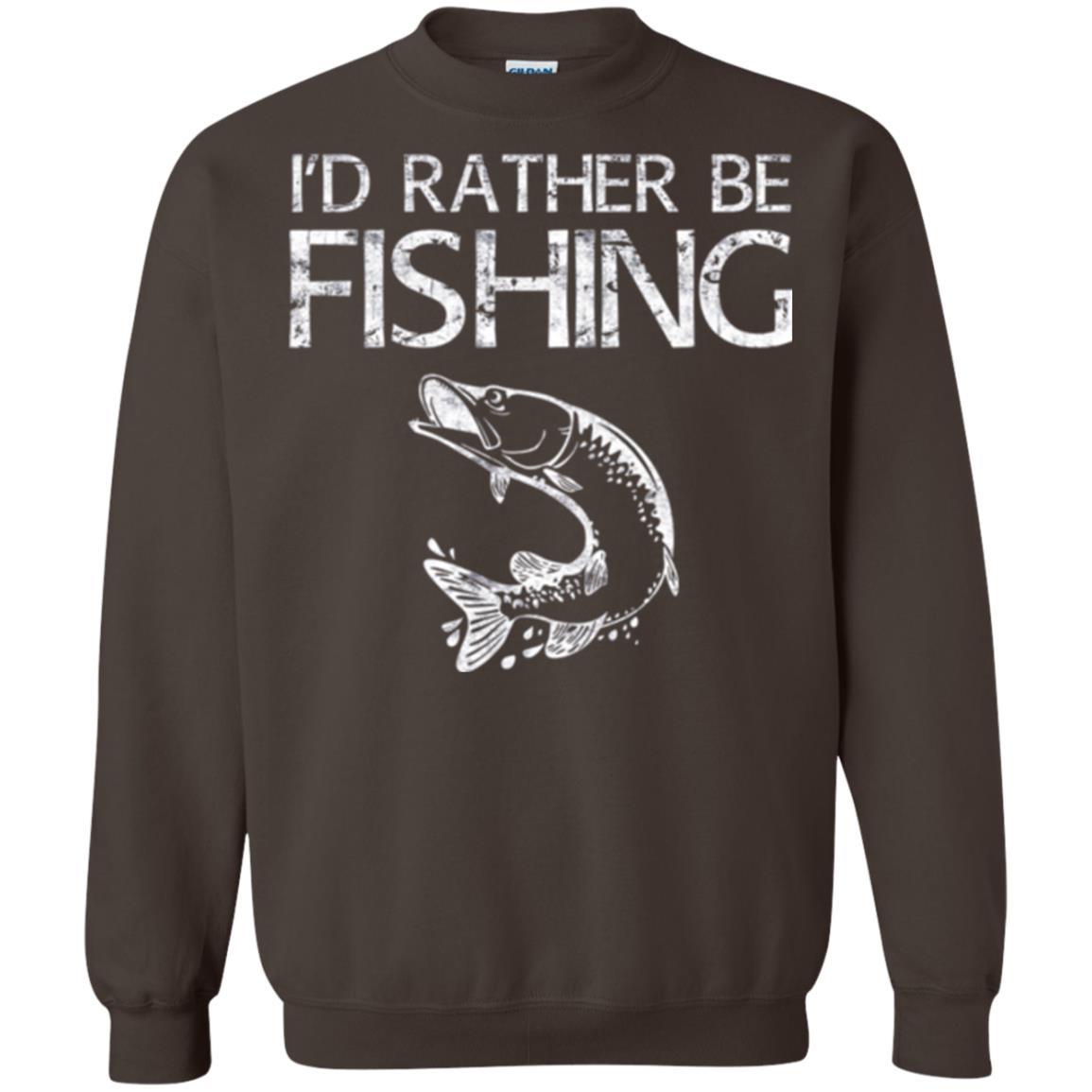 Fisherman T-shirt I'd Rather Be Fishing Dark Chocolate