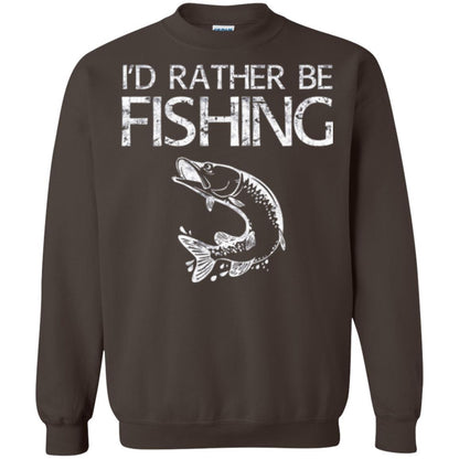 Fisherman T-shirt I'd Rather Be Fishing Dark Chocolate