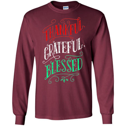 New Year T-shirt Grateful Thankful Blessed Maroon