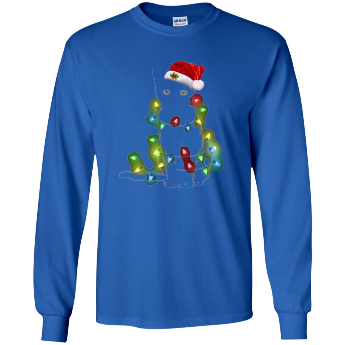 Christmas T-shirt Cat And Lights Royal