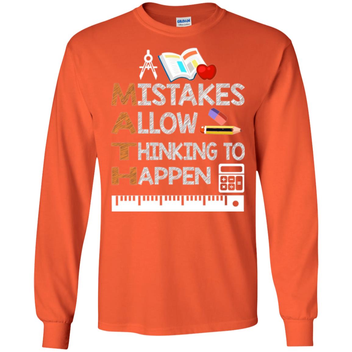 Math Lover T-shirt Mistakes Allow Thinking To Happen Orange
