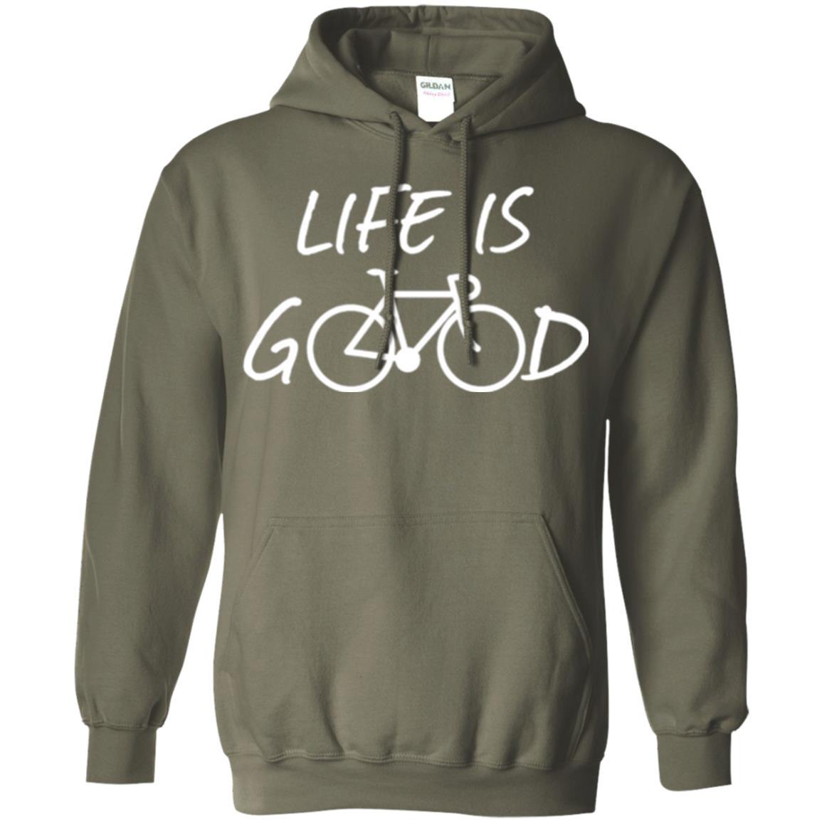 Bicycle T-shirt Life Is Good T-shirt Military Green