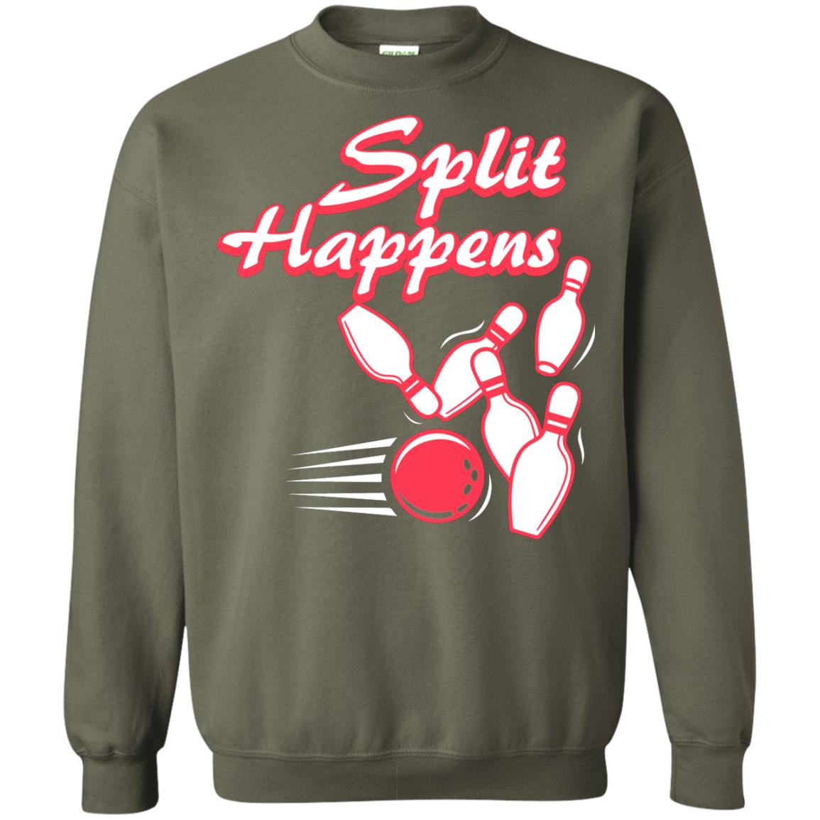 Bowling Lover T-shirt Split Happens Military Green