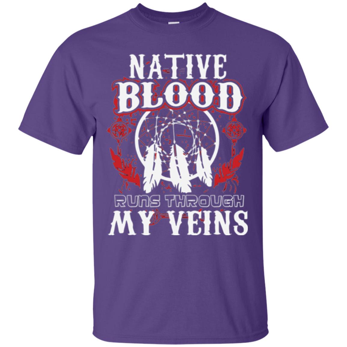American T-shirt Native Blood Runs Through My Veins Purple