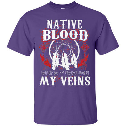 American T-shirt Native Blood Runs Through My Veins Purple