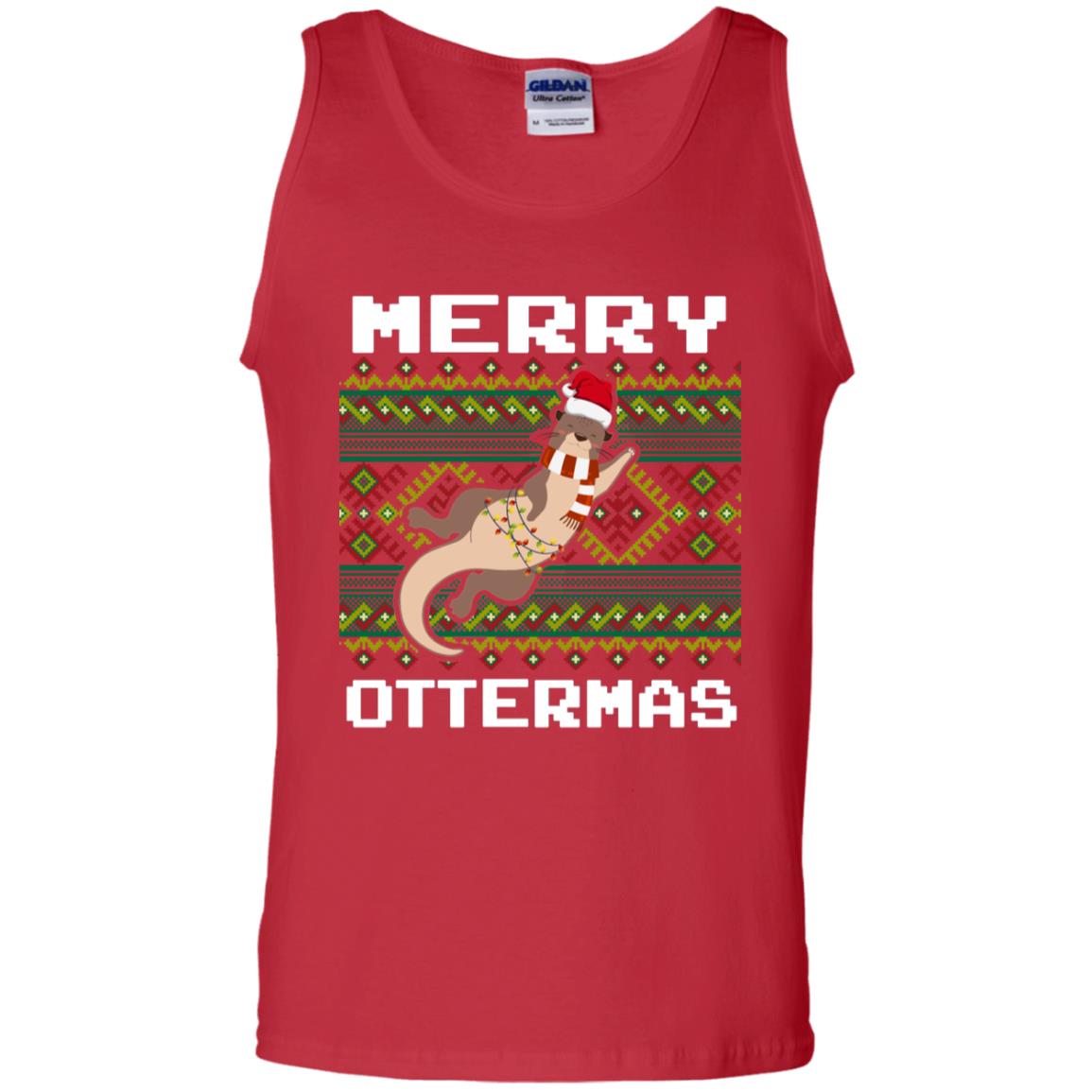Merry Ottermas Funny Otter Lovers Ugly Sweater X-mas Gift Shirt Red