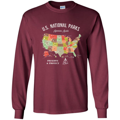 Hiking Camping T-shirt National Park Map Vintage T-shirt Maroon