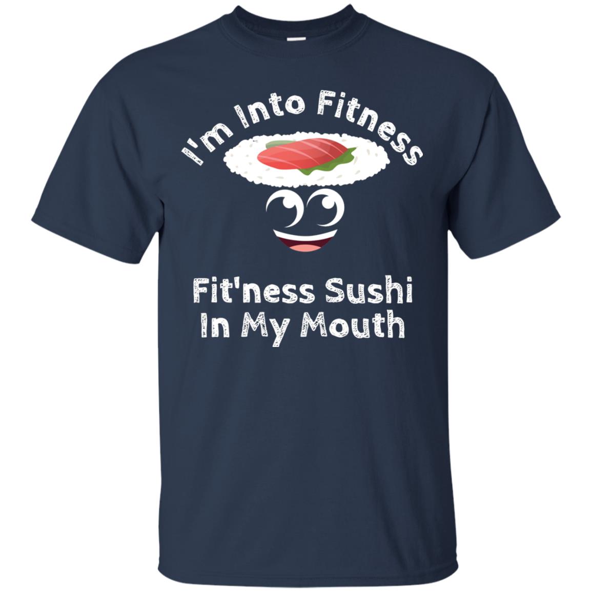 Im Into Fitness Sushi In My Mouth Cute Cartoon Tshirt Navy