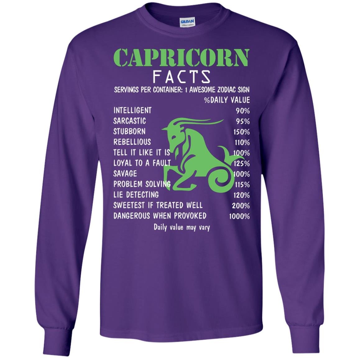 Capricorn Facts 1 Awesome Zodiac Sign Gift Shirt For Capricorn Horoscope Purple