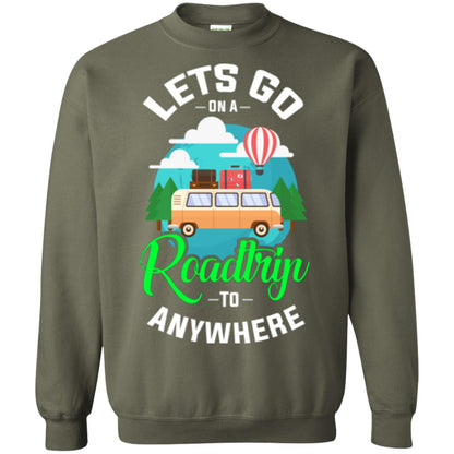 Camping T-shirt Lets Go On A Roadtrip To Anywhere Military Green