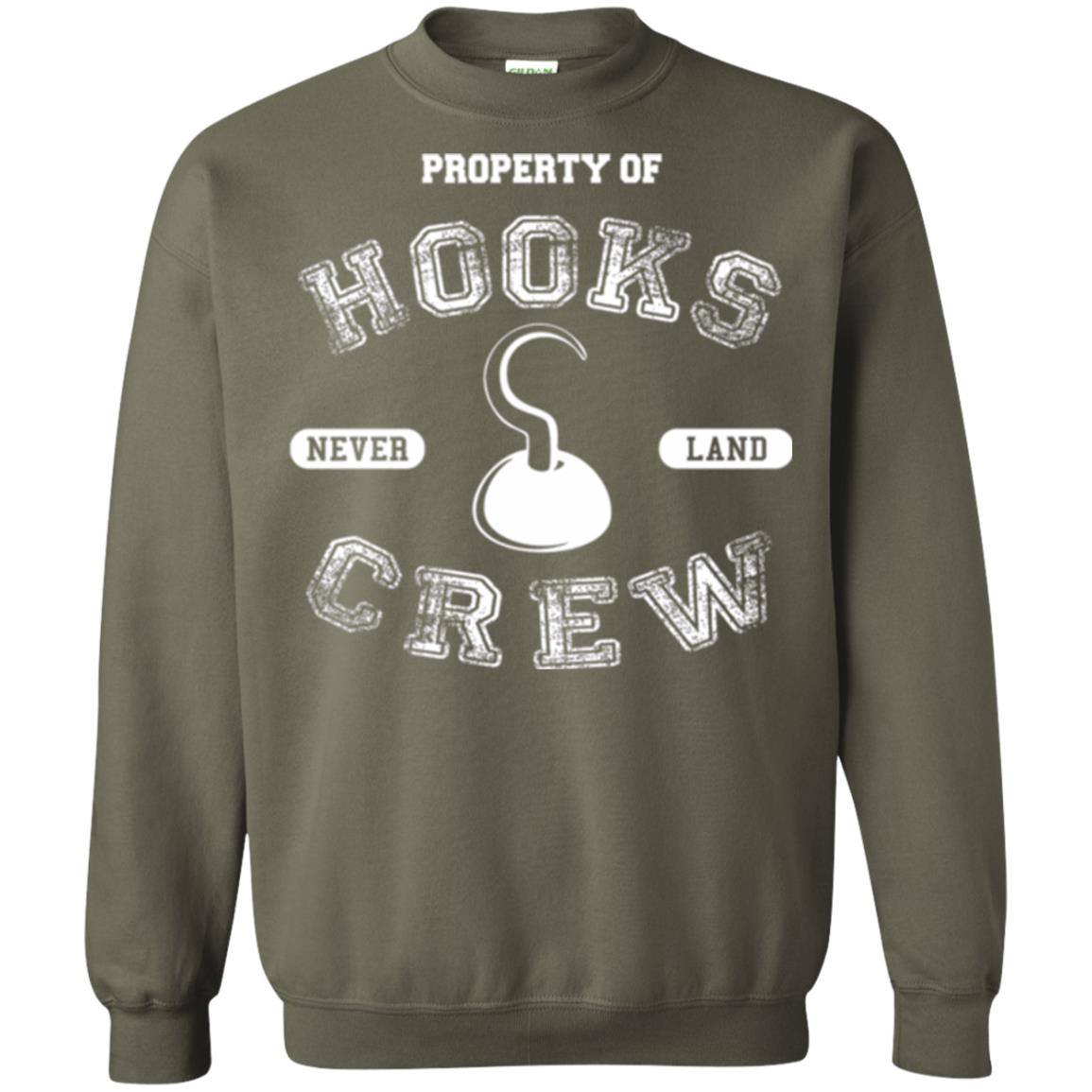 Property Of Captain Hooks Crew Funny Pirate T-shirt Military Green