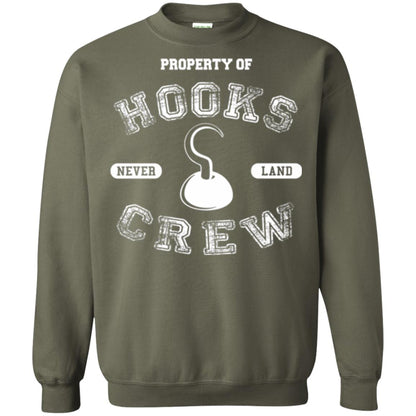 Property Of Captain Hooks Crew Funny Pirate T-shirt Military Green