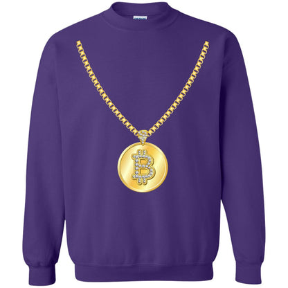Funny Bitcoin T-shirt Gold Chain Cryptocurrency Necklace Purple