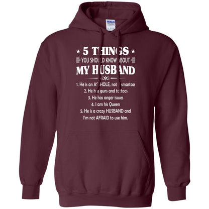 Wife T-shirt 5 Things You Should Know About My Husband Maroon