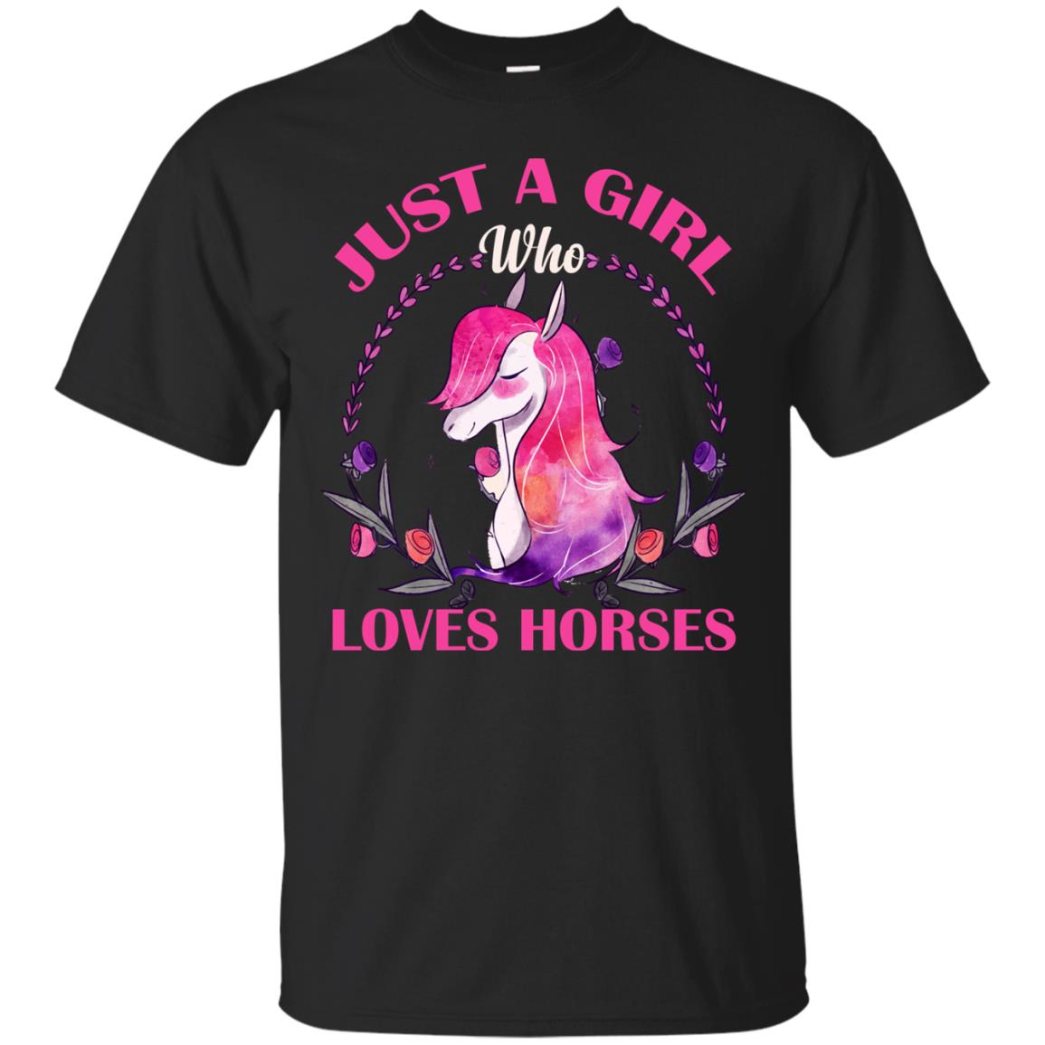 Just A Girl Who Loves Horses Lovely Horses Gift Shirt For Girls Black