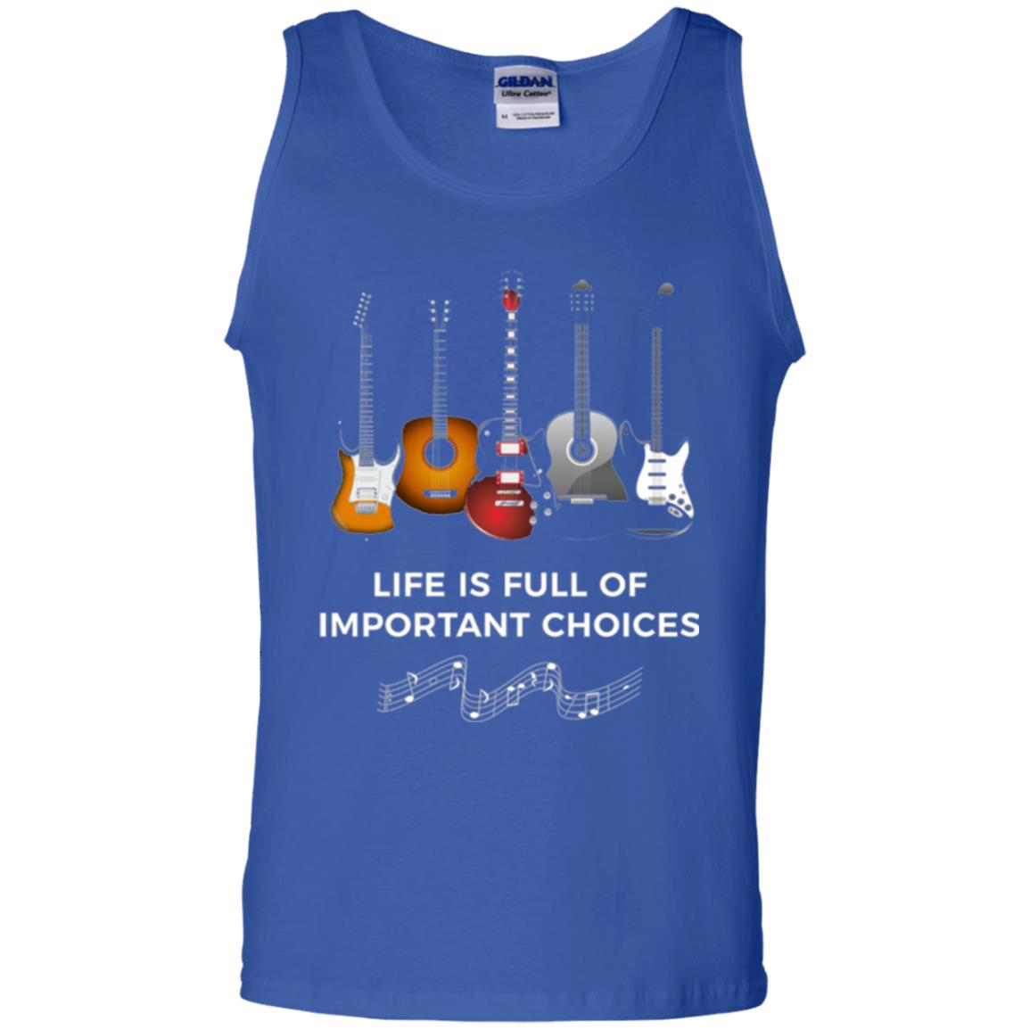 Funny Guitar T-shirt Life Is Full Of Important Choices Royal