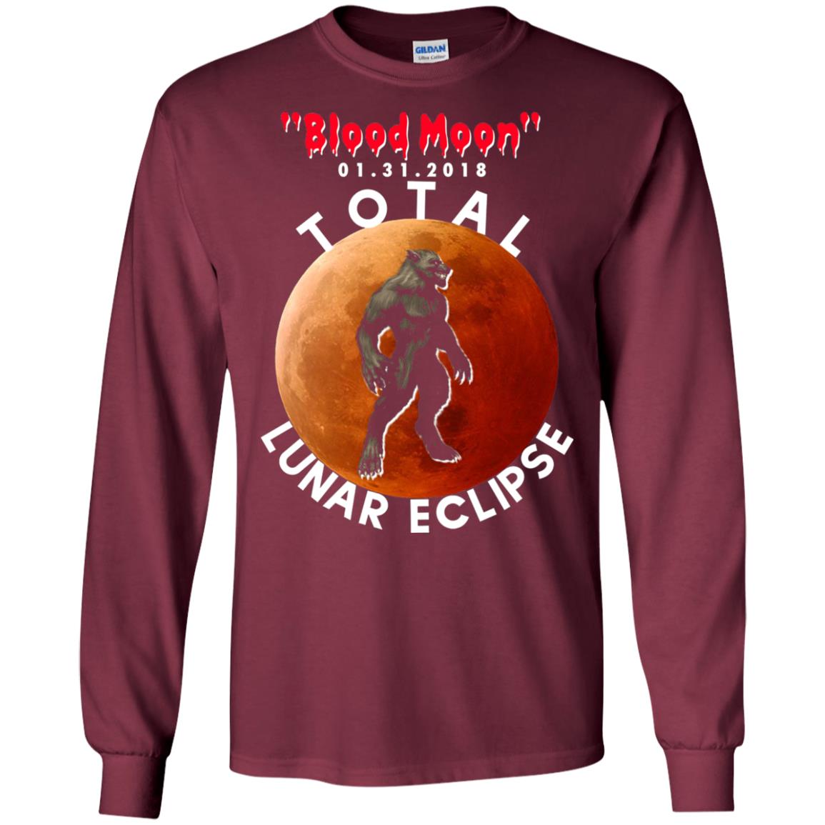 Best Total Lunar Eclipse Shirt 2018 - Blood Moon Werewolf T-shirt Maroon