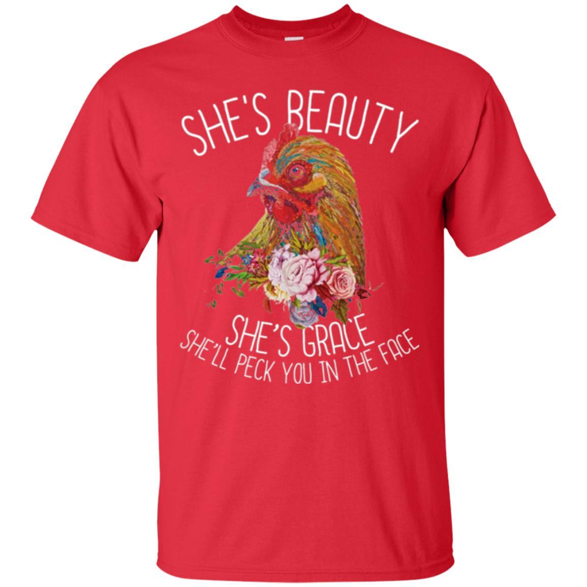 Chicken T-shirt She's Beauty She's Grace Red