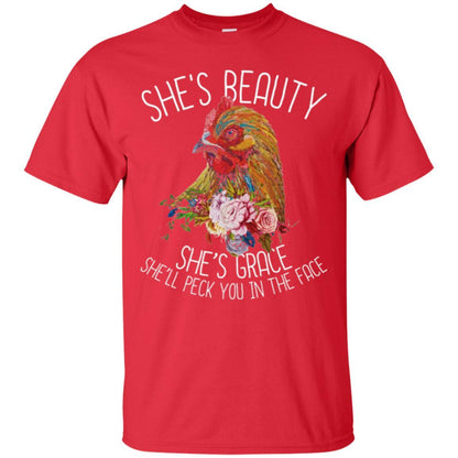Chicken T-shirt She's Beauty She's Grace Red