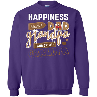 Happiness Is Being A Dad Grandpa And Great Grandpa Shirt Purple