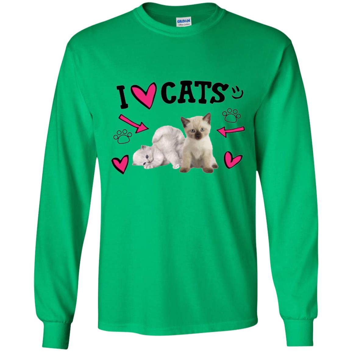 Cat Lover T-shirt I Love Cats Irish Green