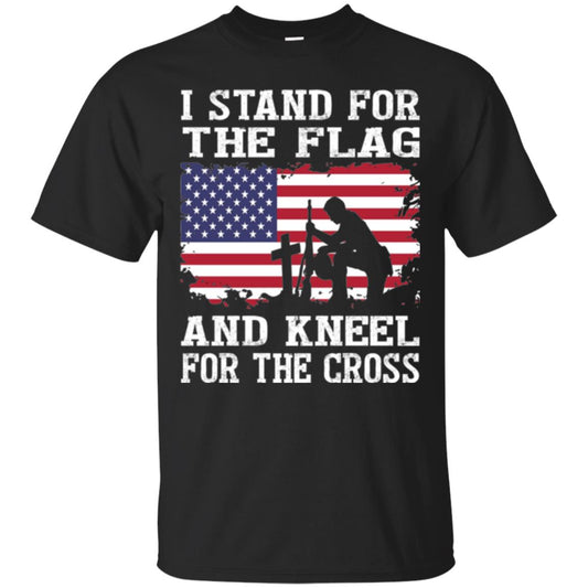Miiitary T-shirt Stand For The Flag And Kneel For The Cross Black