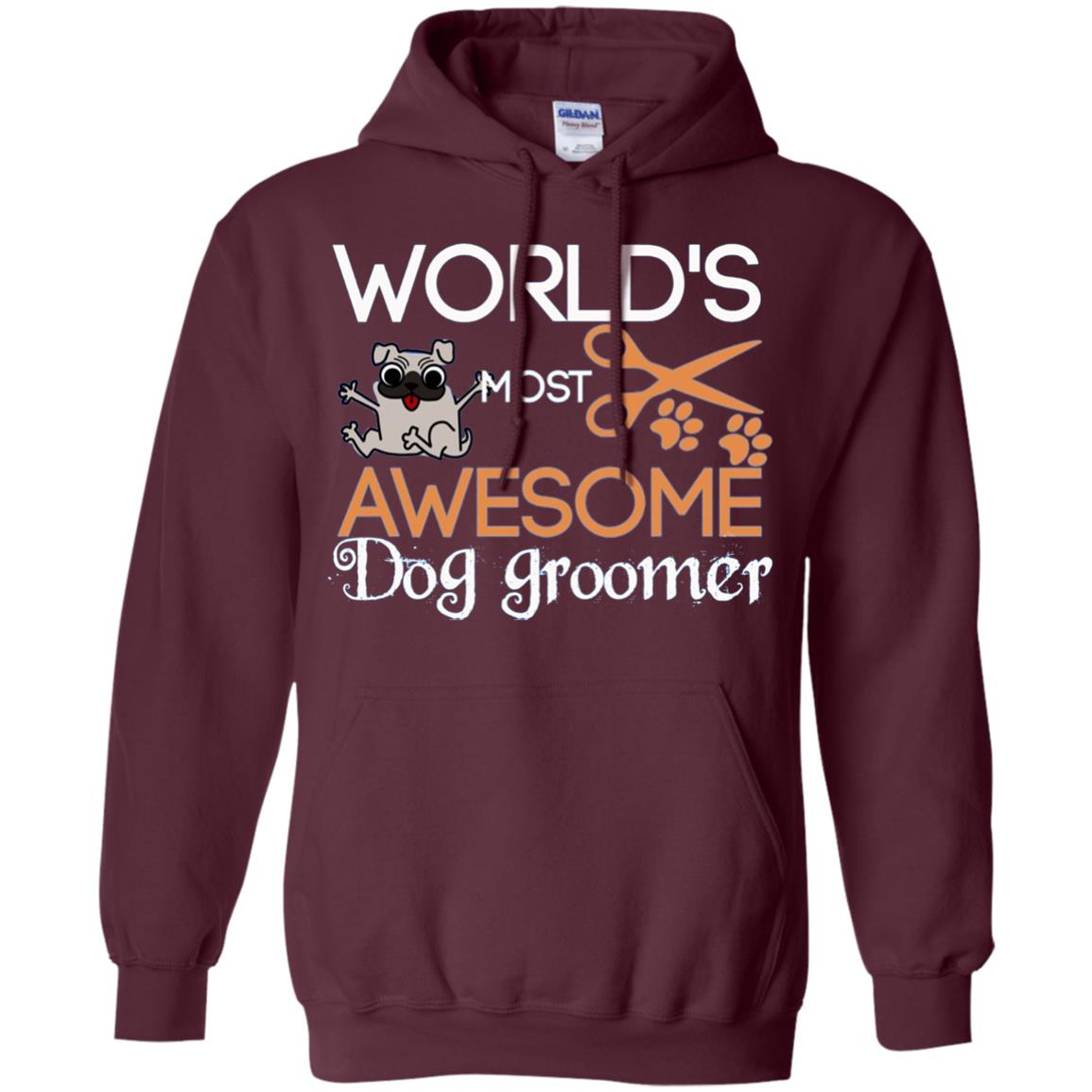 Dogs Lover Shirt World's Most Awesome Dog Groomer Maroon